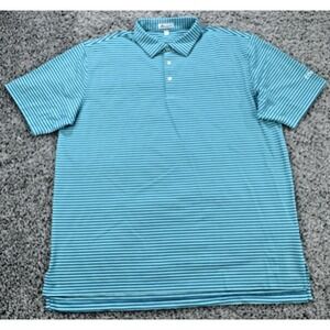 Peter‎ Millar Summer Comfort Polo Shirt Men's 2XL Green Striped Golf Summer
